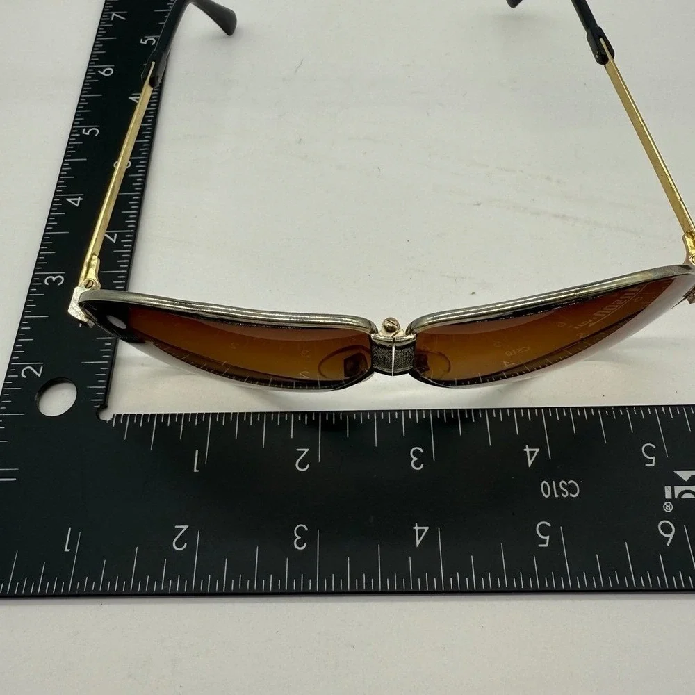 Vintage Motorcraft folding Sunglasses Aviator Gold Metal Frame carrying case‎